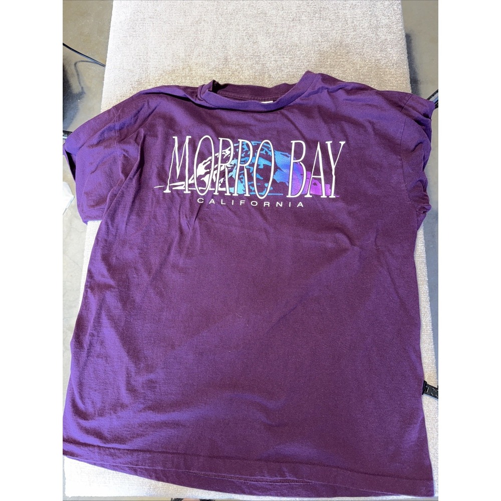 Vintage Eagle Morro Bay California Purple T-shirt Size 2XL